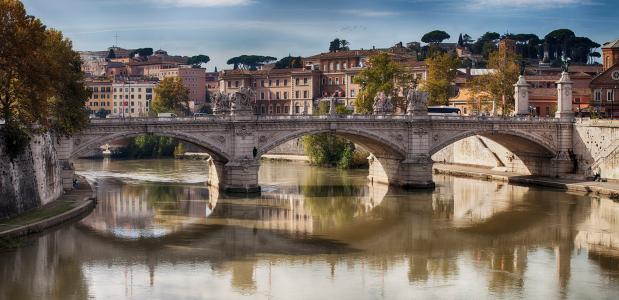 罗马，意大利，河，桥，建筑物，美丽，世界的城市