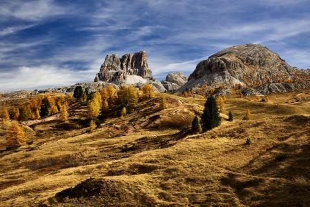山，颜色，Passo Falzarego，白云岩，意大利，Jan Sieminski