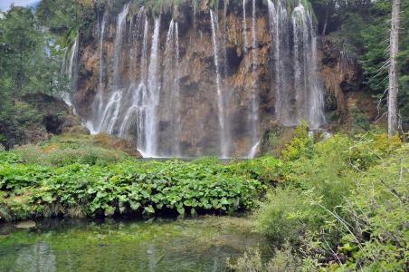 克罗地亚，十六湖，瀑布，湖泊，绿化，美丽