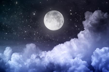 晚上，云，月亮，星星，美丽