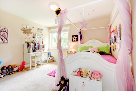 床，托儿所，娃娃，房间，枕头，玩具，舒适