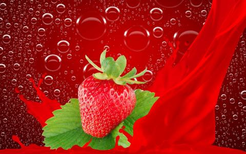 浆果，草莓，泡沫