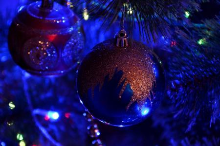 冬天，圣诞树，新年，欢乐，珠子，装饰