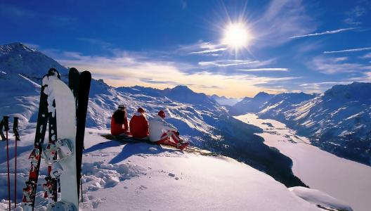 新年，假期，山，阿尔卑斯山，冬天，雪，滑雪板