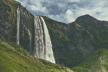 瀑布，大自然，山，超级照片
