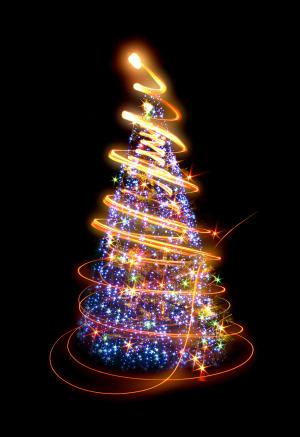 明亮，灯，周围，新年，圣诞树
