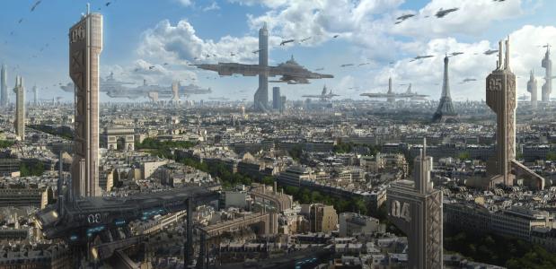 巴黎，astrokevin，埃菲尔铁塔，未来，城市，艺术