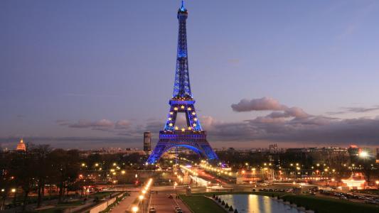 巴黎，埃菲尔铁塔，法国，灯，巴黎，法国，城市