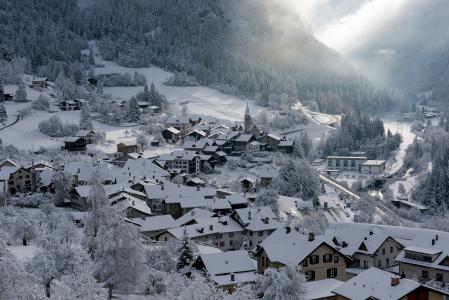 Filisur，公社，瑞士，格劳宾登州，雪，冬天，房屋