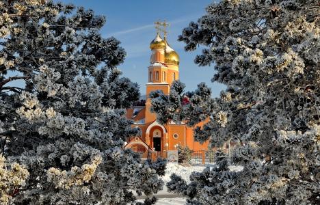 冬天，教堂，寺庙，照片，哈萨克斯坦