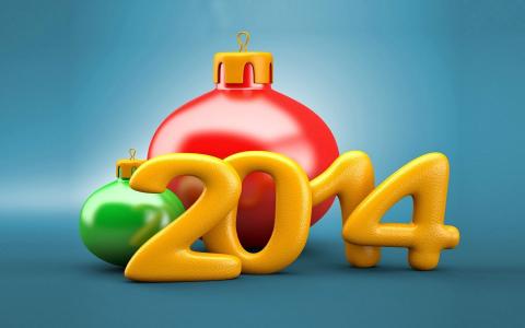新年，假期，玩具，球，数字，红色，黄色，绿色