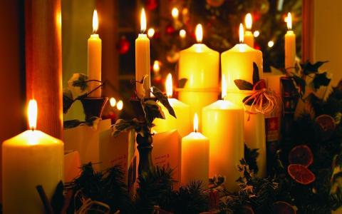 新的一年，圣诞节，蜡烛