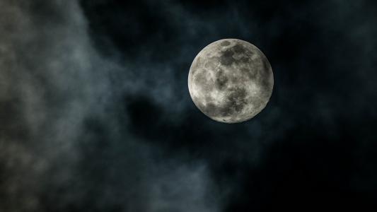满月，夜晚，月亮，云彩，美丽