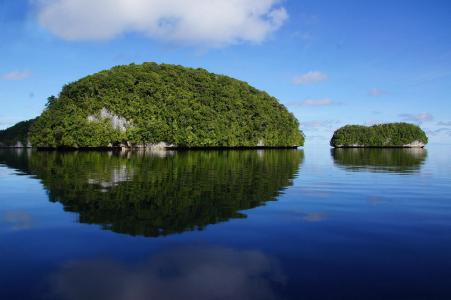 帕劳，岛，绿化，天空，水，美女