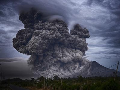 火山，喷发，烟雾，灰烬，山脉，元素，危险
