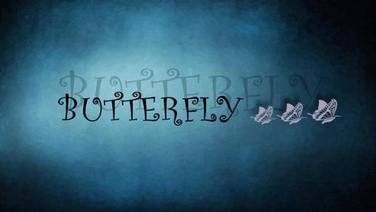 文字，Buttefly，蝴蝶，三