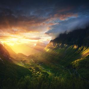 挪威，山，自然，美丽，光芒，太阳，路，蛇纹石
