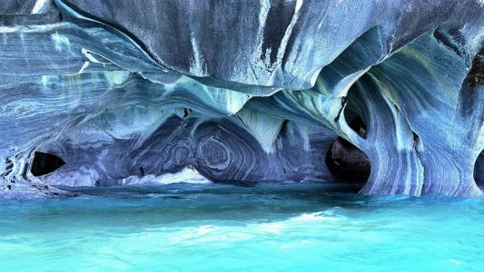 智利水，大理石洞穴，美丽