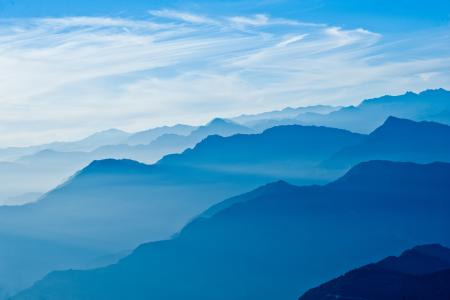 喜马拉雅山，尼泊尔，山脉，天空，云，喜马拉雅山，尼泊尔，雾