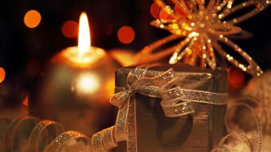 新的一年，礼物，圣诞节，蜡烛
