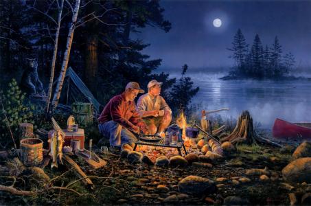 斯科特·佐利克，月亮，夜晚，森林，猜猜谁来吃晚饭，帐篷