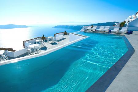 圣托里尼，游泳池，海，希腊，酒店