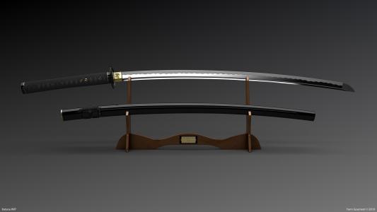 黑色，武士刀，剑，武器