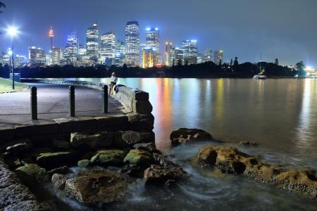 悉尼，澳大利亚，城市，路堤，建筑物，灯光，照明，美容