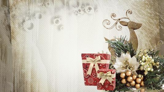 鹿，圣诞树，新年，礼物