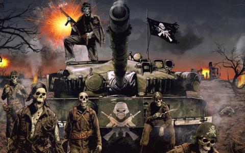 铁娘子，士兵，骷髅，坦克，国旗，战争