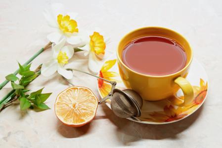 饮料，表，橙色，杯，网，茶，茶碟