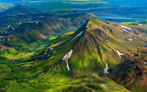 冰岛，山，绿色，自然