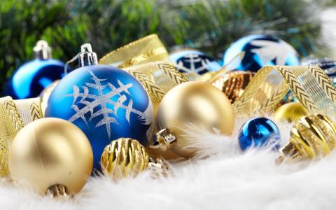 圣诞节，背景，设计，元素，球，丝带，新的一年