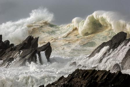 爱尔兰，波浪，岩石，风暴，美女