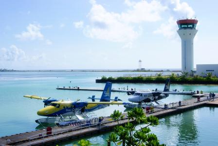 飞机，机场，马尔代夫