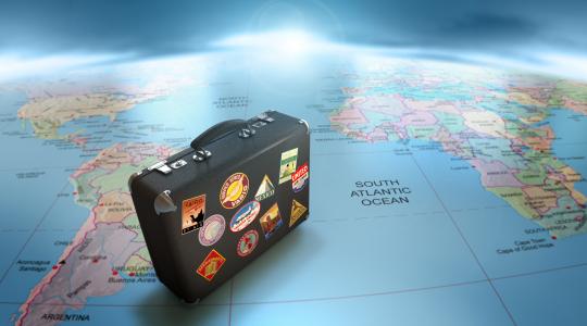 全球，地图，手提箱，旅行