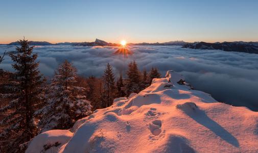 奥地利，山，阿尔卑斯山，冬天，雪，Nikita Leksikov