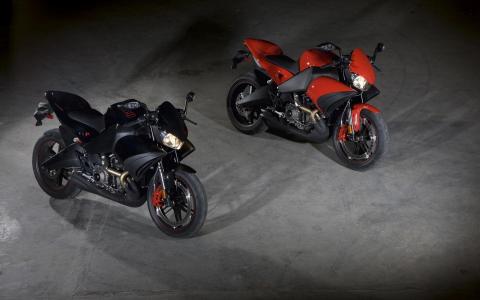 摩托车，红色，灰色，两个摩托车，黑暗的背景