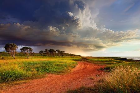 澳大利亚，风暴，云，天空，云，旋风，岸，路