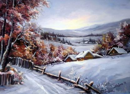 冬天，森林，房子，雪，图片，安卡Bulgaru