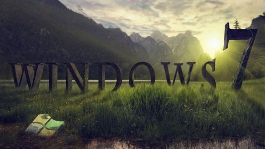 Windows 7，程序，屏保，草，青蛙，山，日落