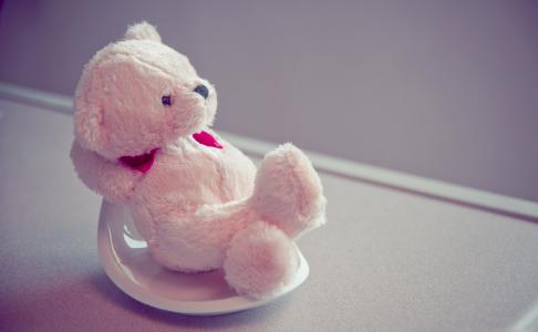 坐，可爱，心脏，玩具，绯红色，粉红色，泰迪熊
