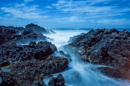 巴尔塞岛，威尔士，岩石，水