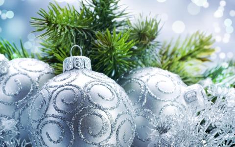 圣诞节，背景，设计，元素，球，冷杉分支，新的一年