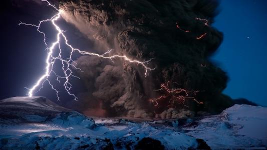 火山，雷暴，闪电，灰烬，元素