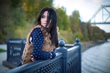 女孩，河，桥，肖像，摄影师罗马Balaluev