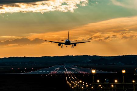 日落，飞机，克拉科夫机场，Artur Brandys