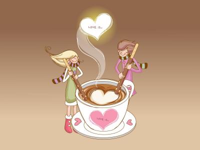 爱，情侣，咖啡，棍棒，心，爱是美好的感觉