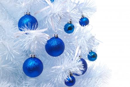 圣诞树，新年，白，球，蓝色，球，玩具
