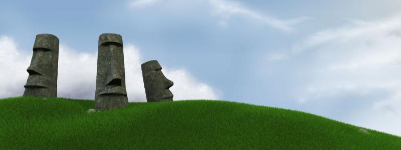 复活节岛，草，天空，雕像